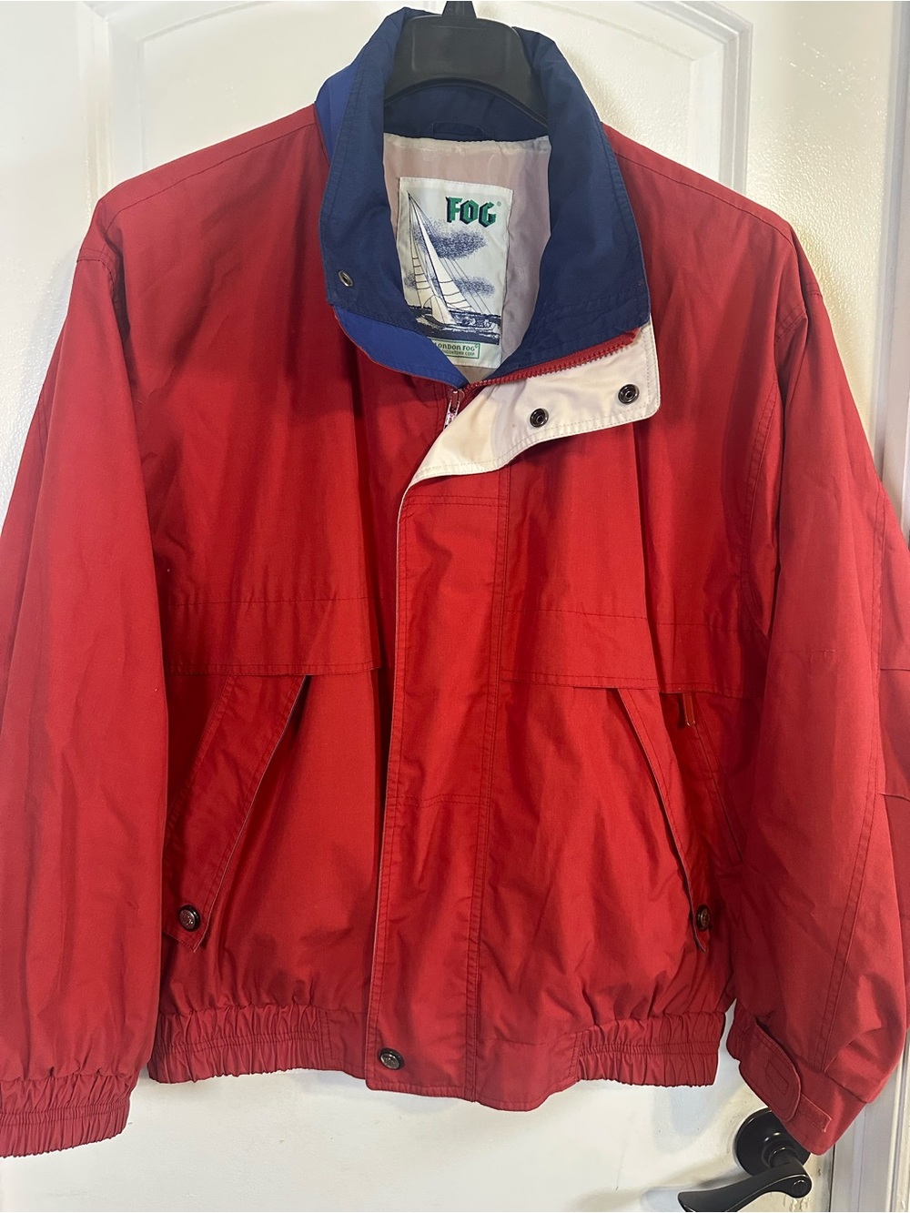Vintage London Fog Sailing Jacket Red White Blue Windbreaker XL